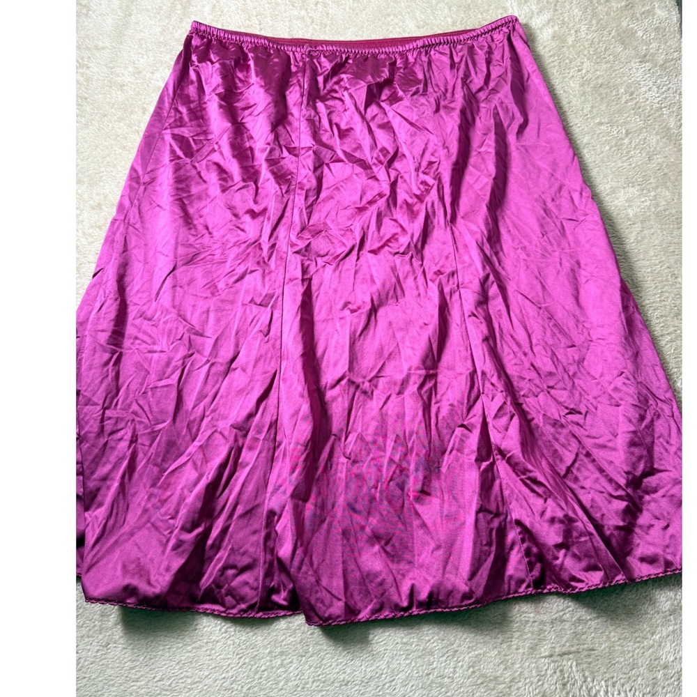 Vintage ILGWU Union Made Magenta/Pink Satin Slip Skirt  L Feminine Coquette